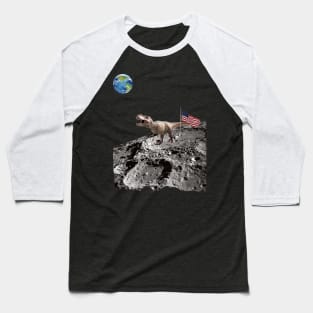 Giant T-rex on Moon Baseball T-Shirt